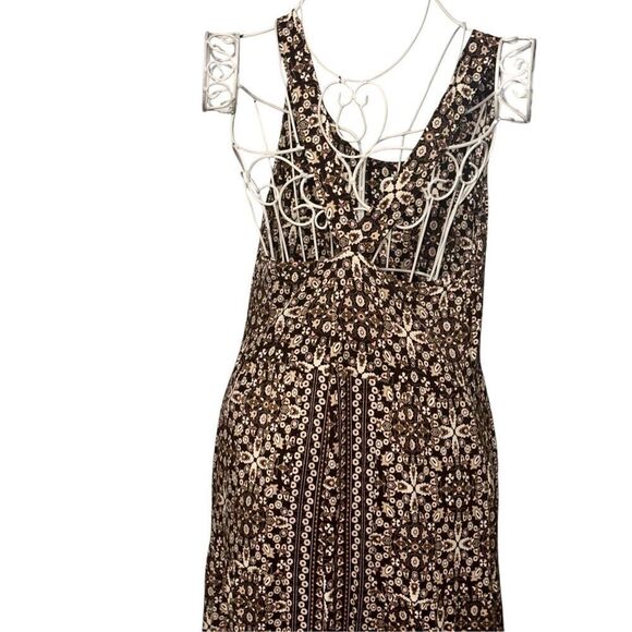 Beautiful J. Jill Maxi Dress- Chocolate Brown Printed Stretch Rayon Wide Strap W - Picture 5 of 10